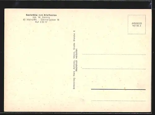 AK Mainz, Gaststätte zum Briefkasten, Gärtnergasse 18