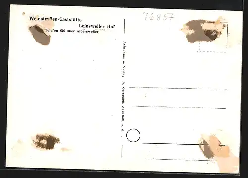 AK Leinsweiler, Interieur der Weinstrassen Gaststätte Leinsweiler Hof