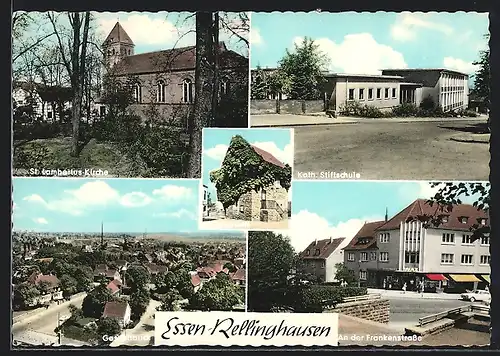 AK Essen-Rellinghausen, St. Lambertus-Kirche, Kath. Stiftschule, Frankenstr., Blücherturm