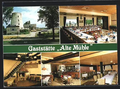 AK Haltern-Lippramsdorf, Gaststätte Alte Mühle, Speisesaal, Bar, Aussenansicht