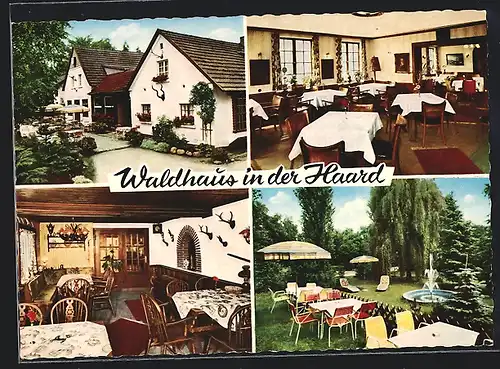 AK Datteln, Café-Restaurant Waldhaus in der Haard, Aussen- und Innenansicht