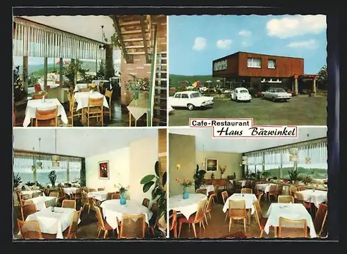 AK Oberelfringhausen üb. Hattingen, Café-Restaurant Haus Bärwinkel, VW-Käfer vor dem Haus, Speisezimmer