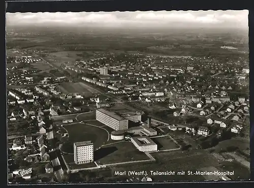 AK Marl /Westf., Teilansicht mit St.-Marien-Hospital vom Flugzeug aus