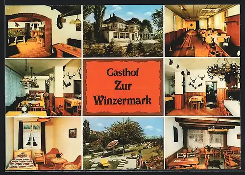 AK Hattingen / Ruhr, Gasthof zur Winzermark, Interieur, Terrasse und Aussenansicht