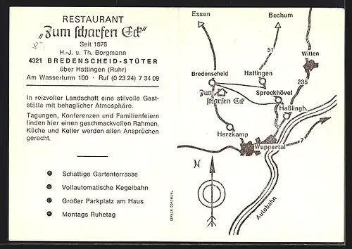 AK Bredenscheid-Stüter, Restaurant Zum scharfen Eck, Am Wasserturm 100