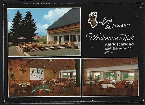 AK Amrigschwand /Südl. Schwarzwald, Cafe Restaurant Waidmanns-Heil E. Vetter u. Hedi Würfel, Innenansichten