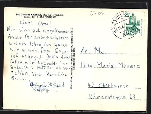 AK Kaltherberg /Eifel, Kirche, Ortspartie, steinerne Flussbrücke