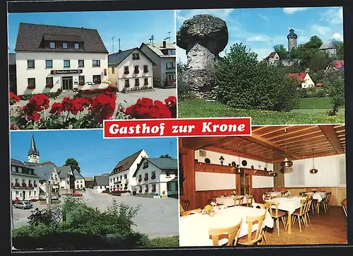 AK Wonsees /Fränk. Schweiz, Gasthof zur Krone, Innen- und Aussenansichten