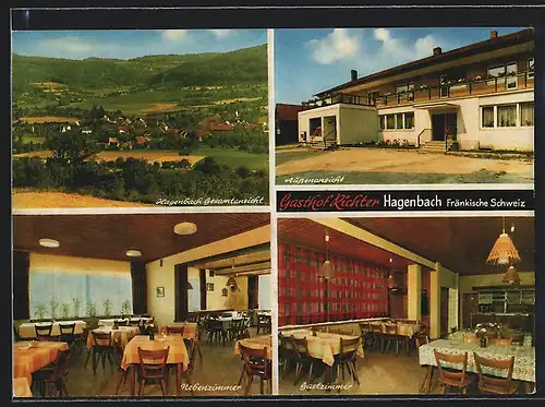 AK Hagenbach /Fränk. Schweiz, Gasthof Richter mit Gast- und Nebenzimmer