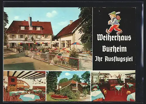 AK Buxheim / Iller, Gaststätte Weiherhaus mit Terrasse und Interieur
