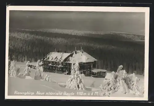 AK Neue Schlesische Baude im Riesengebirge im Schnee