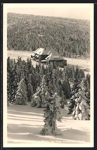 AK Neue Schlesische Baude im Riesengebirge im Winter