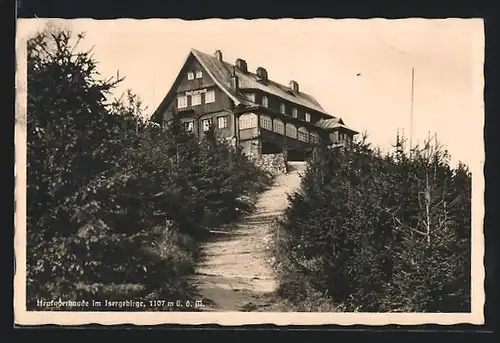 AK Heufuderbaude, Berghütte von A. Kober im Isergebirge