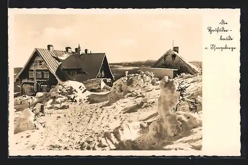 AK Heufuderbaude, Berghütte von A. Kober im Isergebirge