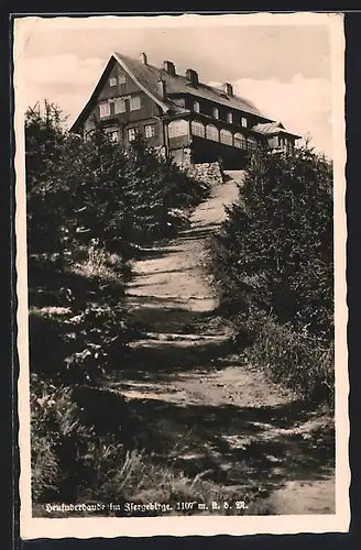 AK Heufuderbaude, Berghütte von A. Kober im Isergebirge