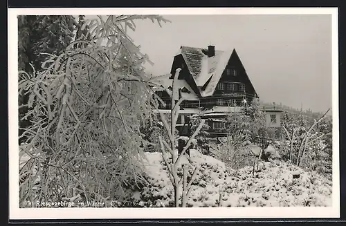 AK Zackelfallbaude im Riesengebirge im Winterkleid