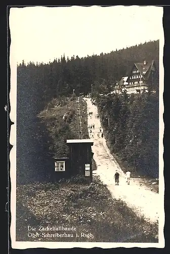 AK Zackelfallbaude von der Strasse gesehen