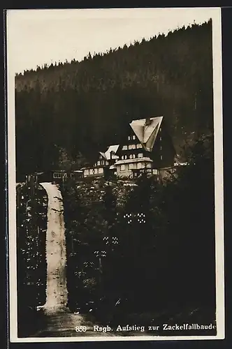 AK Zackelfallbaude im Riesengebirge, Blick vom Aufstieg