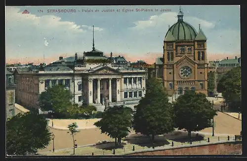 AK Strasbourg, Palais de Justice et Eglise St-Pierre le Jeune