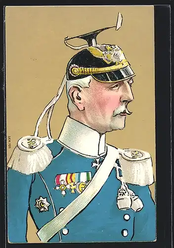 AK Uniform, alter Soldat mit Helm, Orden und Epauletten