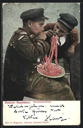 AK Neapel / Napoli, Costumi Napoletani, Mangiamaccheroni