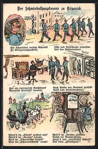 Künstler-AK Berlin-Köpenick, Der Schwindelhauptmann zu Köpenick