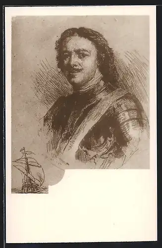 AK Histor. Portrait von Zar Peter I.