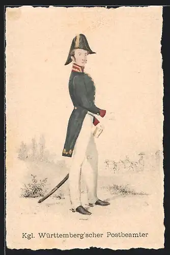 AK Kgl. Württemberg'scher Postbeamter in Uniform