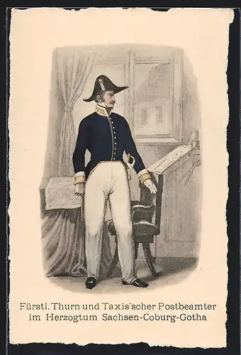 AK Fürstl. Thurn und Taxis`scher Postbeamter im Herzogtum Sachsen-Coburg-Gotha