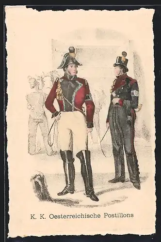 AK Deutscher Post-Almanach, KK. K. Österr. Postillons, Uniformen