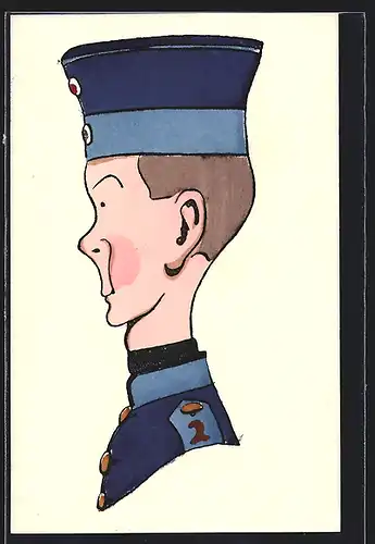 AK Uniform, junger Soldat mit Mütze in blauer Uniform