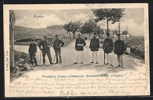AK Nouveau-Saales, Frontière franco-allemande, Grenze