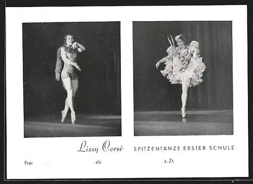 AK Tänzerin Lissy Corsé auf Spitzenschuhen, Mehrfachansicht