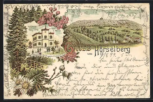 Lithographie Hörselberg, Restaurant von E. Meier auf dem Berg