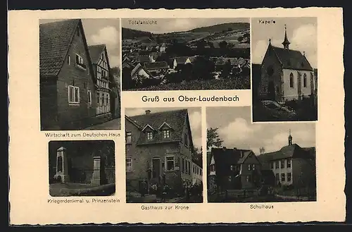 AK Ober-Laudenbach, Gasthaus zum Deutschen Haus, Gasthaus zur Krone