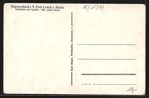 AK Espenschied, Gasthaus zur Laube von Josef Korn, Teilansicht