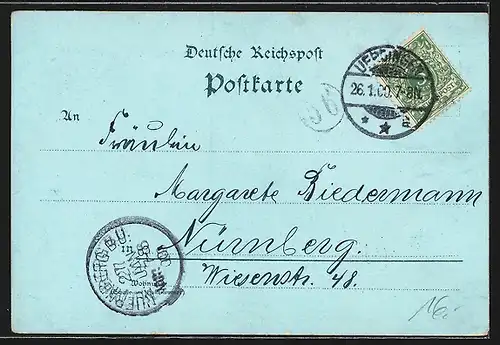 Mondschein-Lithographie Uerdingen, St. Josephs-Hospital, Denkmal Wilhelm I., Hafen