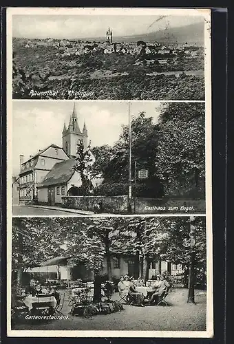 AK Rauenthal i. Rheingau, Gasthaus zum Engel J. V. Wagner, Gartenrestaurant, Teilansicht