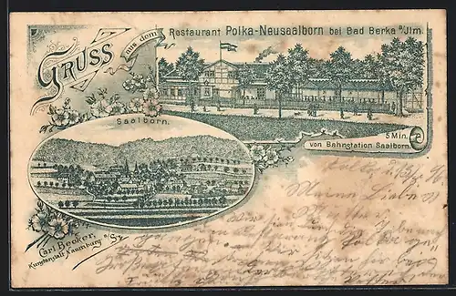 Lithographie Bad Berka a. Ilm, Restaurant Polka-Neusaalborn, Saalborn