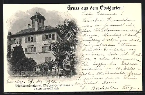 AK Zürich-Unterstrass, Töchterpensionat Obstgartenstrasse 2