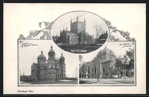 AK Cleveland, OH, Jewish Temple, First M. E. Church, Church of St. Thomas Aquinas