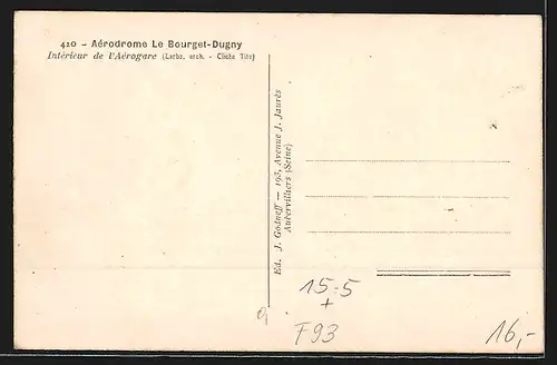 AK Bourget-Dugny, Aérodrome, Flughafen, Innenansicht