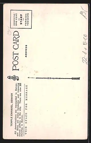 AK Denver, CO, Temple Emanuel, Synagoge