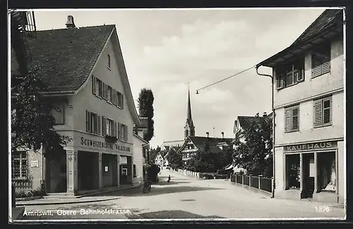 AK Amriswil, Obere Bahnhofstrasse mit Kaufhaus