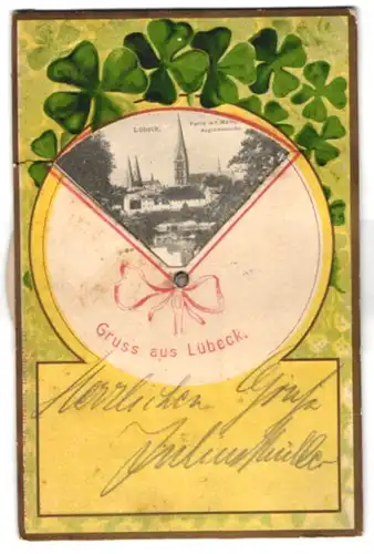 Revolver-AK Lübeck, Marktplatz, Hafenpartie mit Dampfer, Mühlenteich