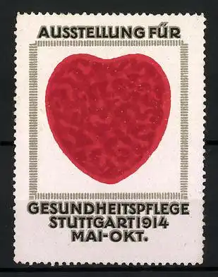 Reklamemarke Stuttgart, Ausstellung für Gesundheitspflege 1914, rotes Herz