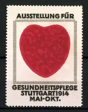 Reklamemarke Stuttgart, Ausstellung für Gesundheitspflege 1914, rotes Herz