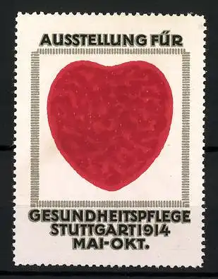 Reklamemarke Stuttgart, Ausstellung für Gesundheitspflege 1914, rotes Herz