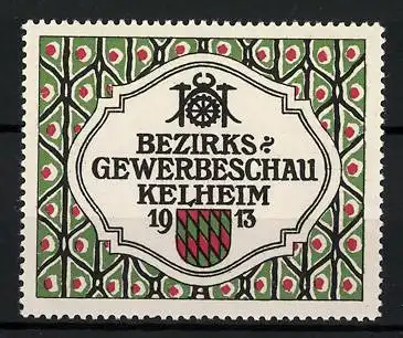 Reklamemarke Kelheim, Bezirks-Gewerbeschau 1913, Wappen, Ornament