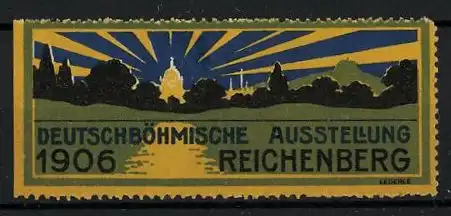 Reklamemarke Reichenberg, Deutschböhmische Ausstellung 1906, Panorama